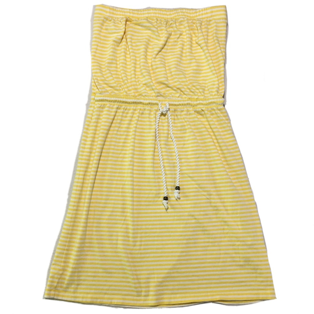 GAP Tube Dress Yellow White Stripes Tie Front S